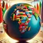Representación de la globalización con un globo terráqueo cubierto de banderas internacionales y el contexto de alianzas internacionales, destacando la perspectiva de Enrique Daza y Cedetrabajo.